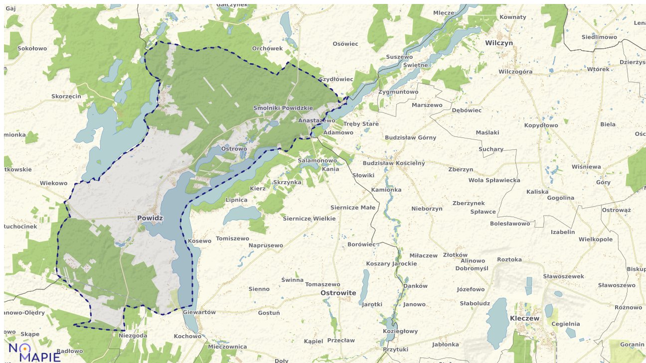 Mapa obszarów ochrony przyrody Powidza